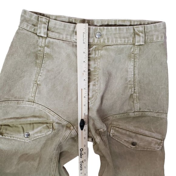 Lacausa Diego Trousers Sz 8 Cargo High Rise Cotton Denim $195 Sand Mineral Wash - Picture 11 of 12
